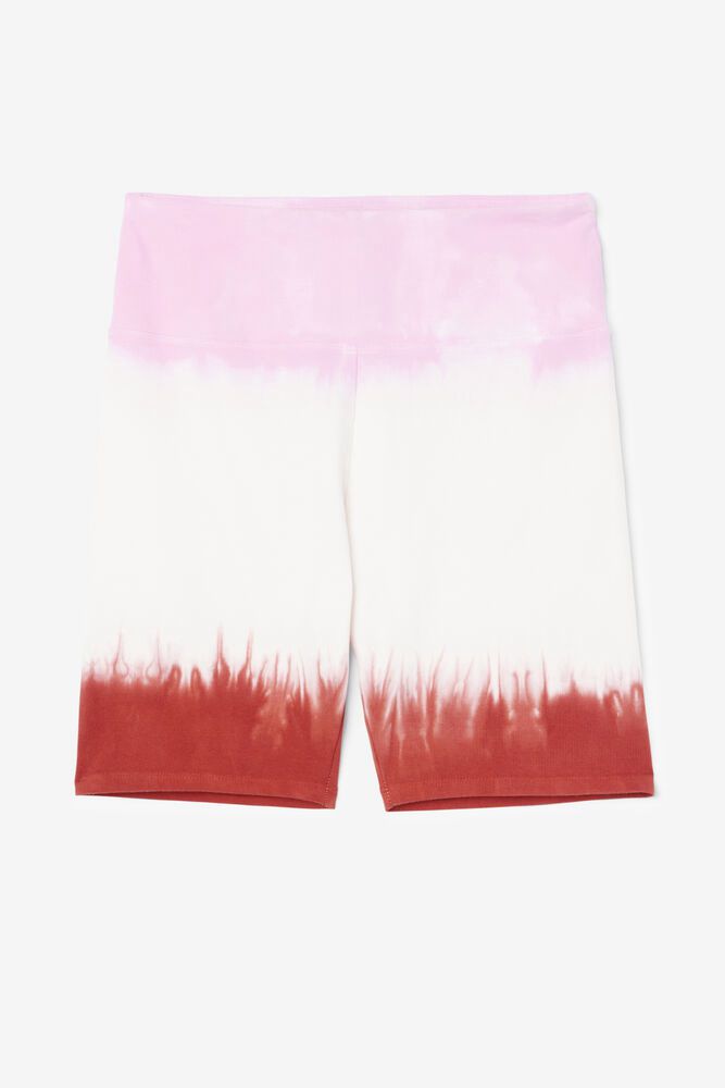 Fila Taima Tie Dye Bike White/Red/Pink Shorts Womens - NZ 05187-YTPE